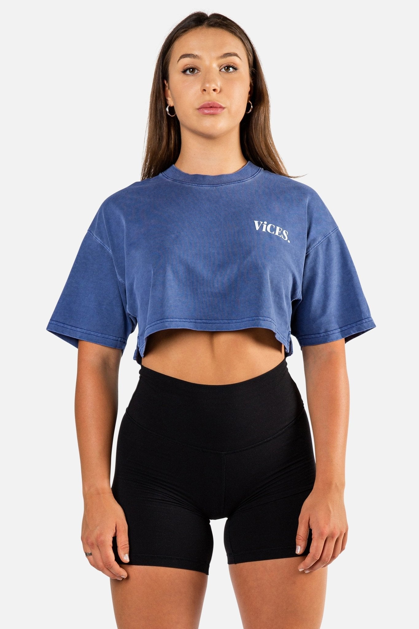 Crop Stoned Tee (Vintage Blue) - Vices&co.