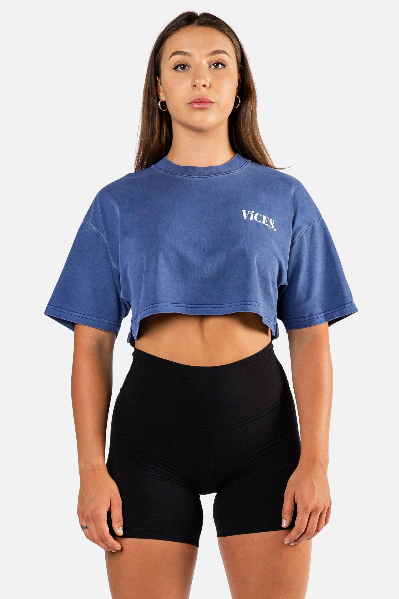 Crop Stoned Tee (Vintage Blue) - Vices&co.