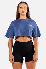Crop Stoned Tee (Vintage Blue) - Vices&co.