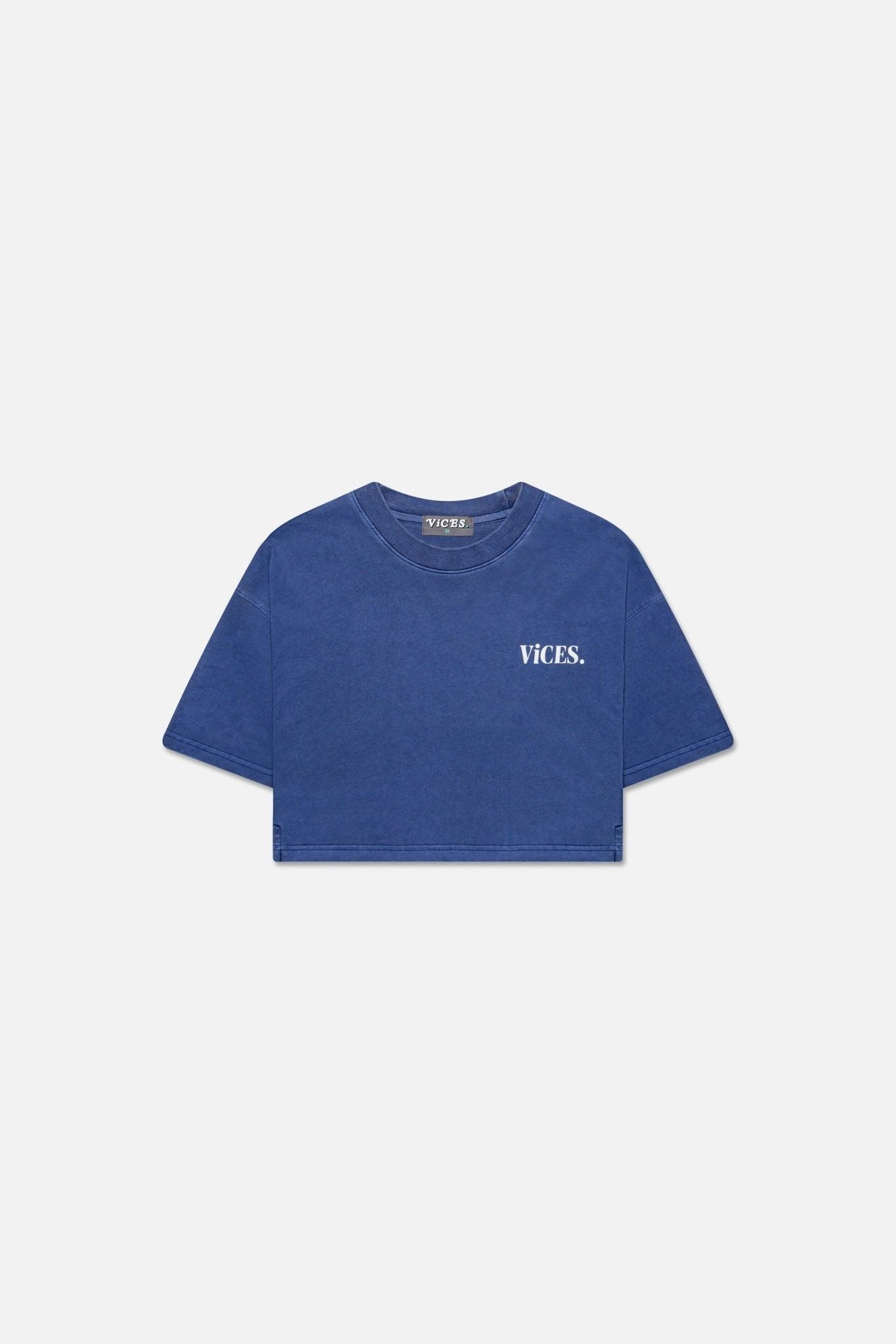 Crop Stoned Tee (Vintage Blue) - Vices&co.