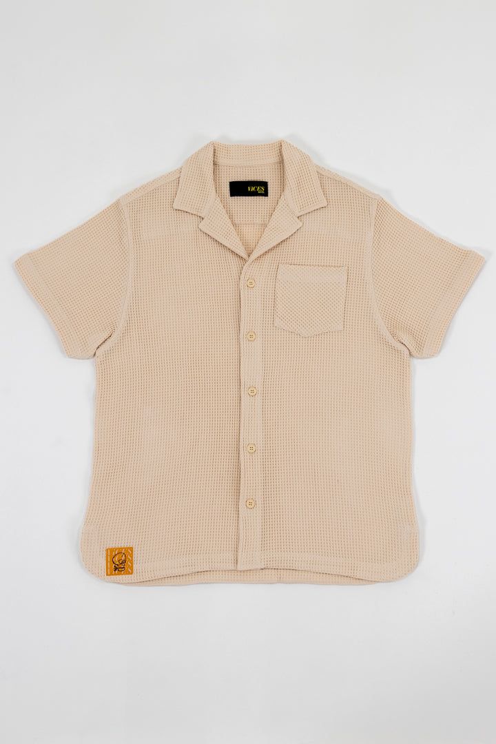 Waffle Resort Shirt (Beige) - Vices&co.