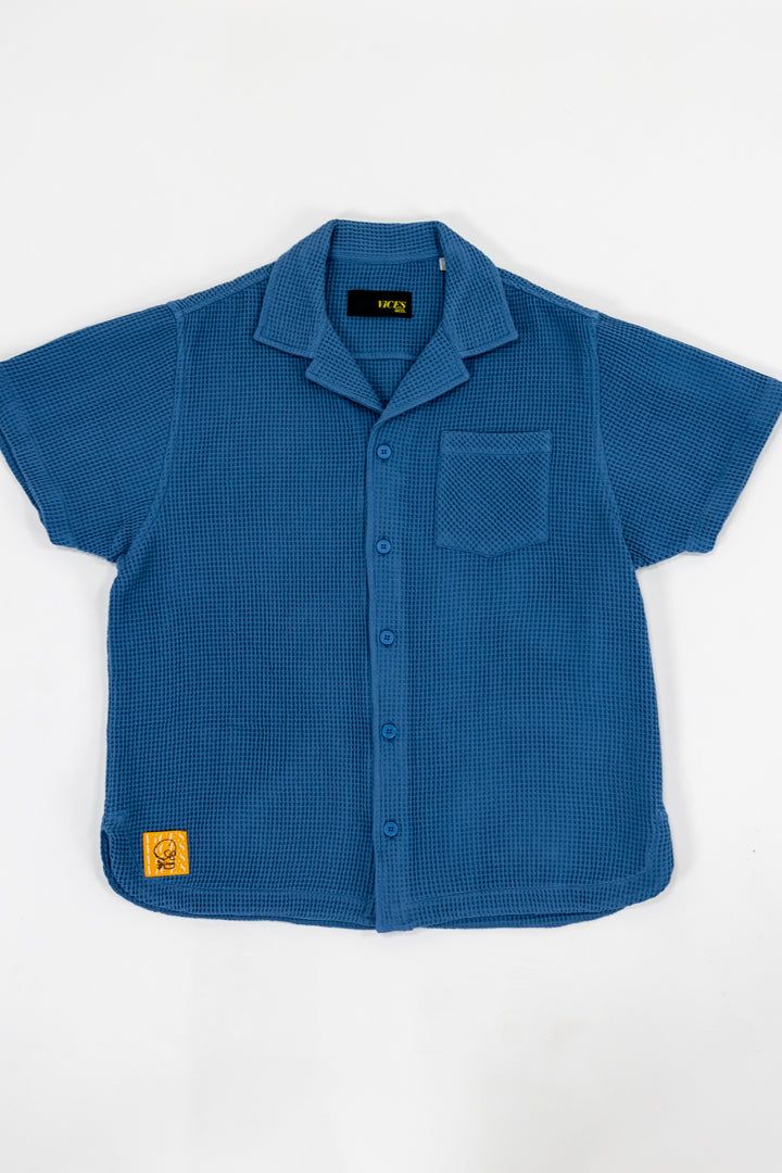 Waffle Resort Shirt (Blue) - Vices&co.
