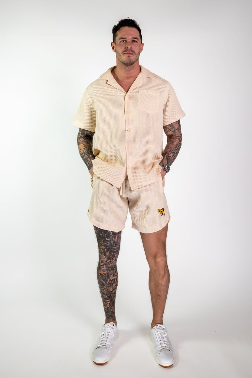Waffle Resort Shorts (Beige) - Vices&co.