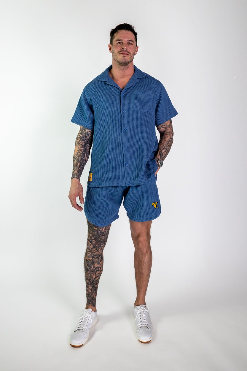 Waffle Resort Shorts (Blue) - Vices&co.